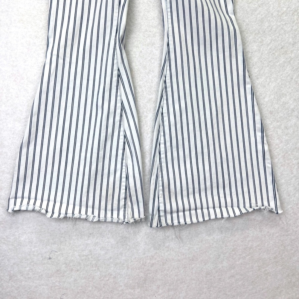 Judy Blue Super Flare Jeans Womens 15/32 White Navy Striped High Rise Western - Picture 10 of 16